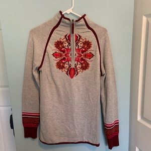 Athleta Size Medium 1/4 zip front mock neck cotton & polyester ski sweater